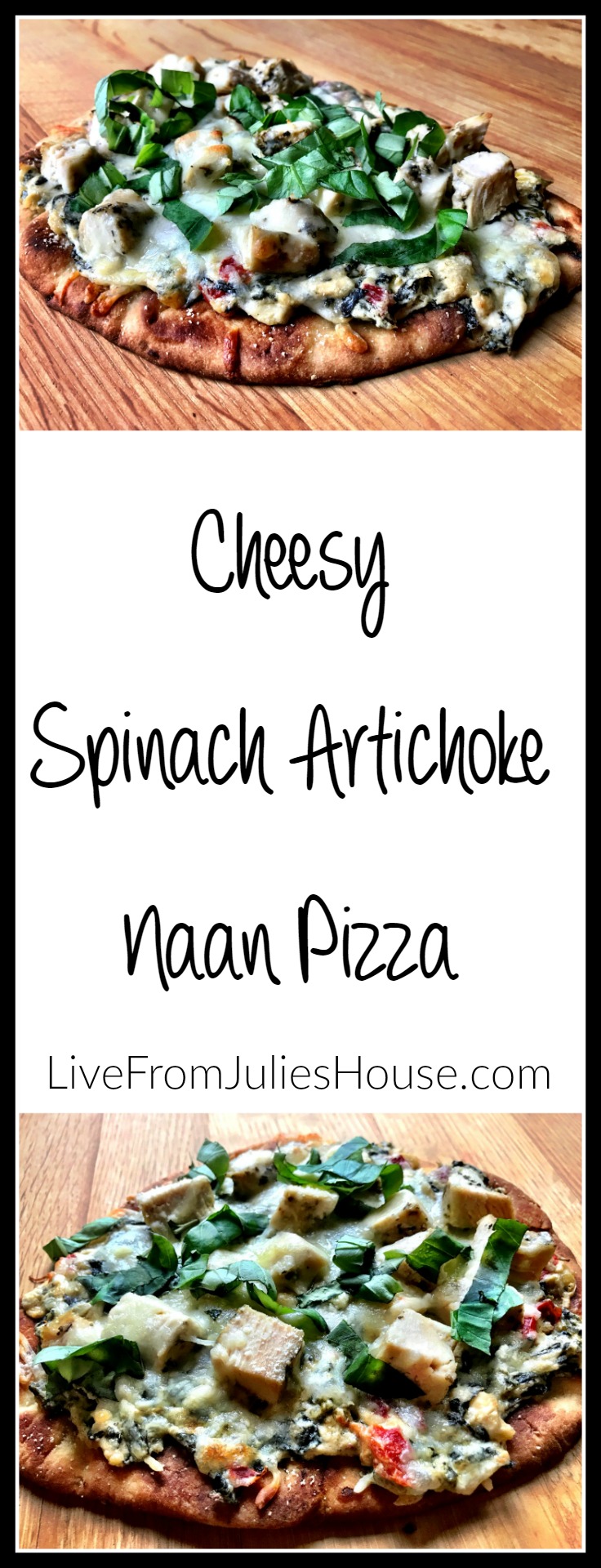 Cheesy Spinach Artichoke Naan PIzza