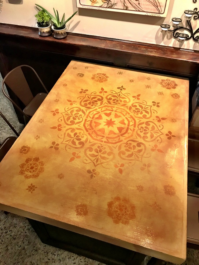 Mandala Stenciled Table