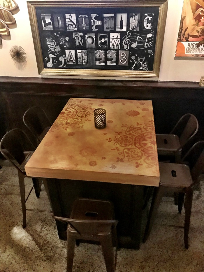 Stenciled bar tables