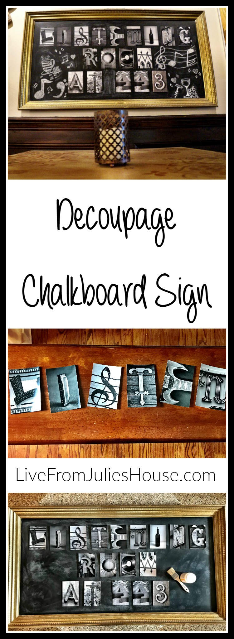 Decoupage Chalkboard Sign