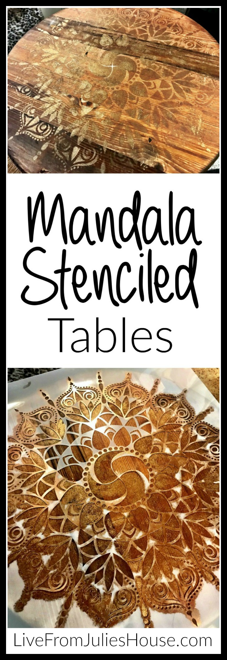 Mandala stenciled tables